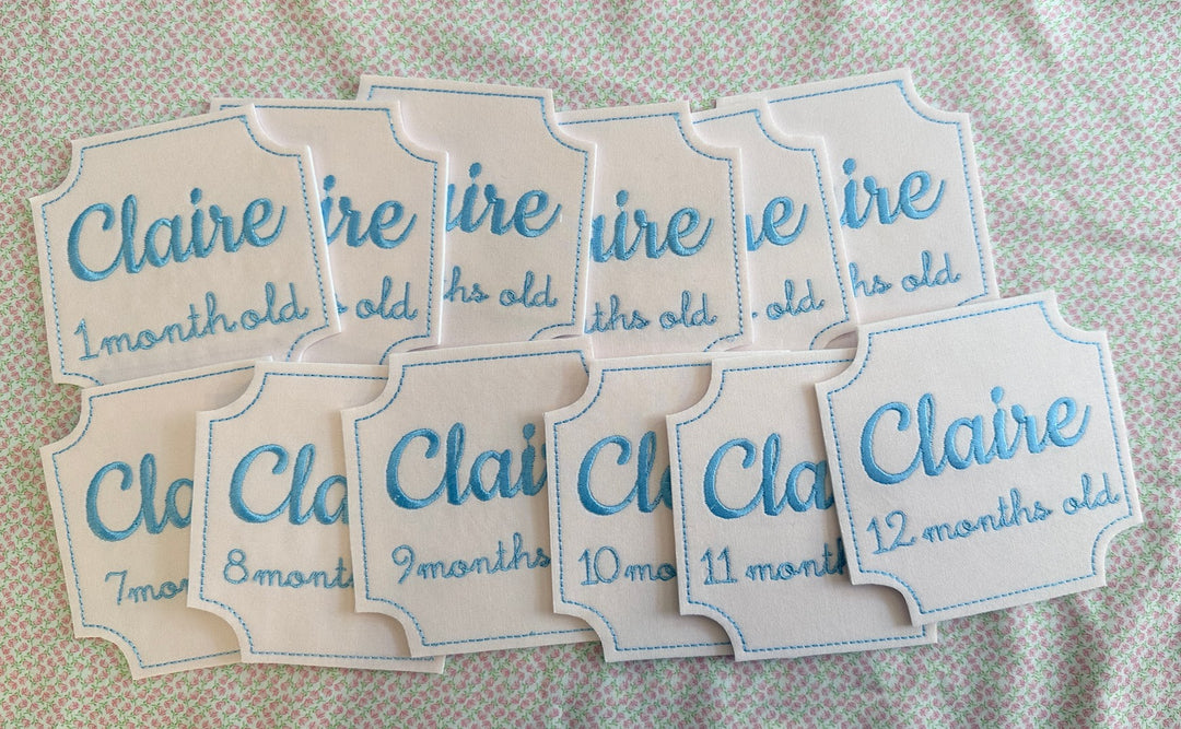 Vintage Initial Month Cards in Pink and Blue