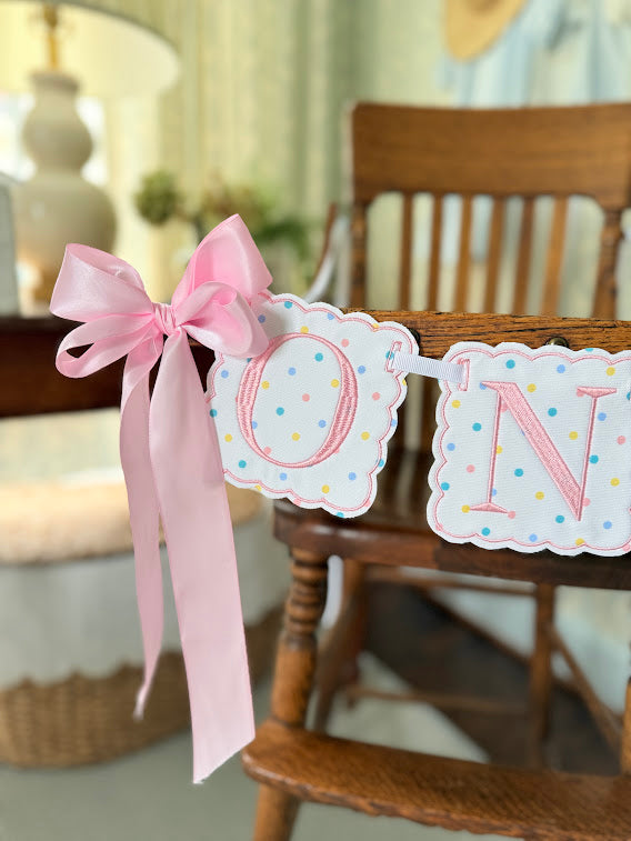 Scalloped ONE in Pastel Dot