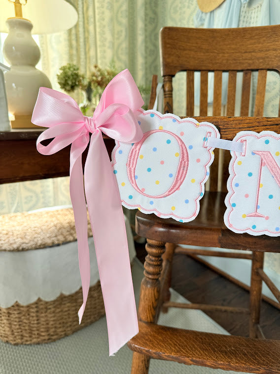 Scalloped ONE in Pastel Dot