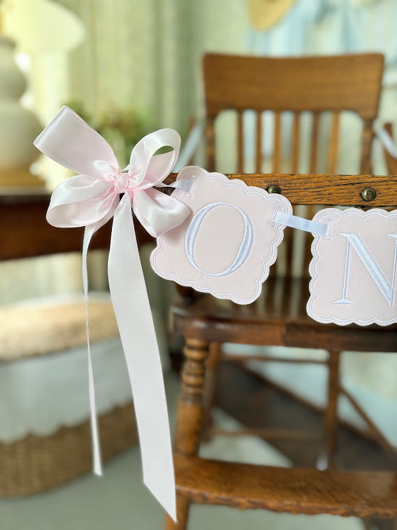 Scalloped ONE in Solid Pink