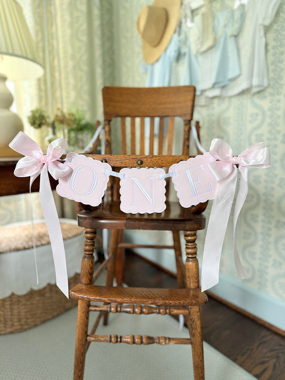 Scalloped ONE in Solid Pink
