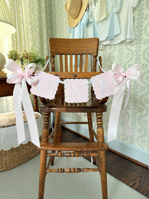 Scalloped ONE in Solid Pink