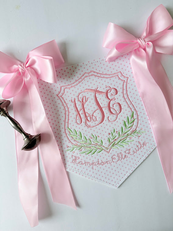 Baby Name Stem and Berry Pendant in Pink Dot