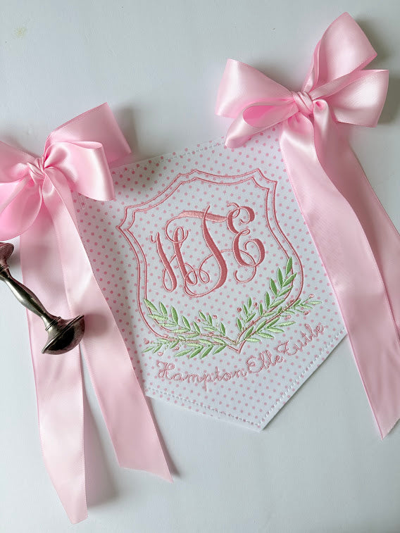 Baby Name Stem and Berry Pendant in Pink Dot