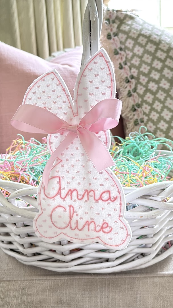 Pink Bunny Easter Basket Tag