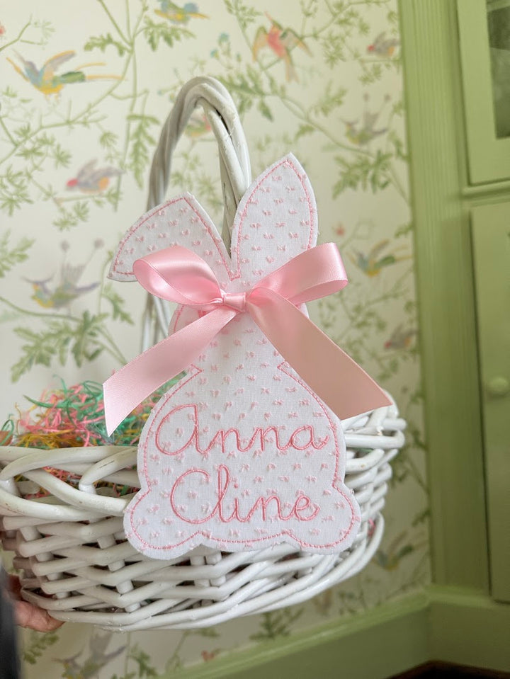 Pink Bunny Easter Basket Tag