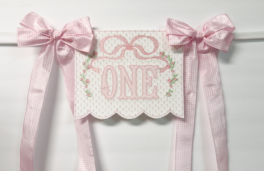 Bow with Vintage Bow and Florals Scalloped Bottom Pendant