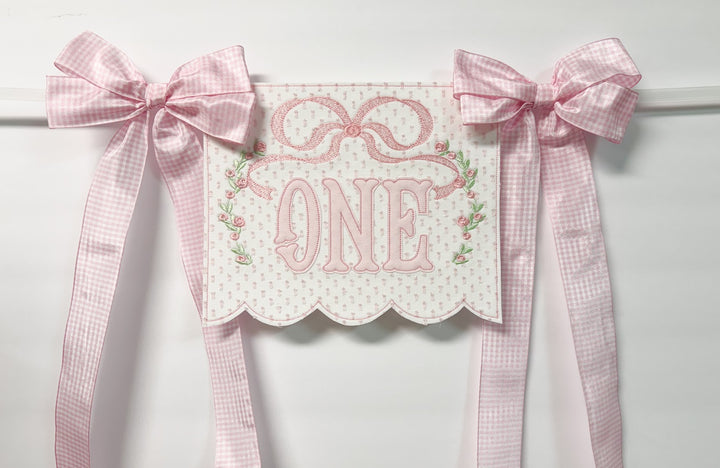 Bow with Vintage Bow and Florals Scalloped Bottom Pendant