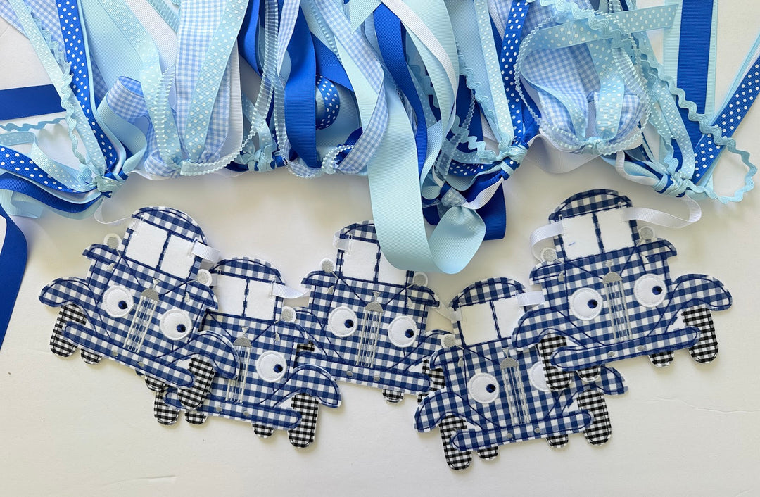 Little Blue Truck Set in Blue Gingham