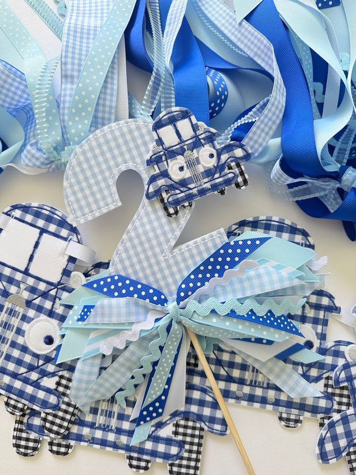 Little Blue Truck Set in Blue Gingham