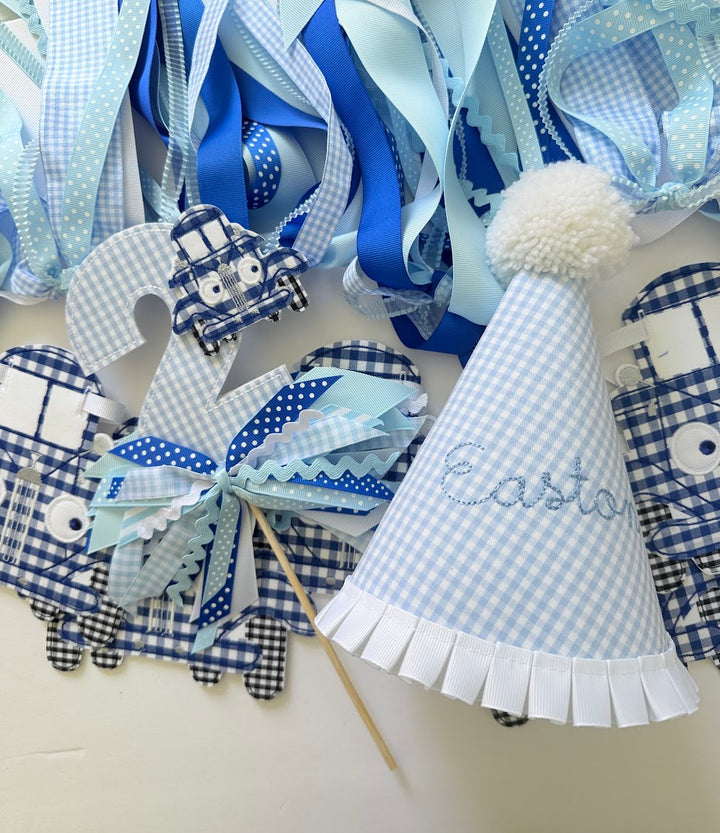 Little Blue Truck Set in Blue Gingham