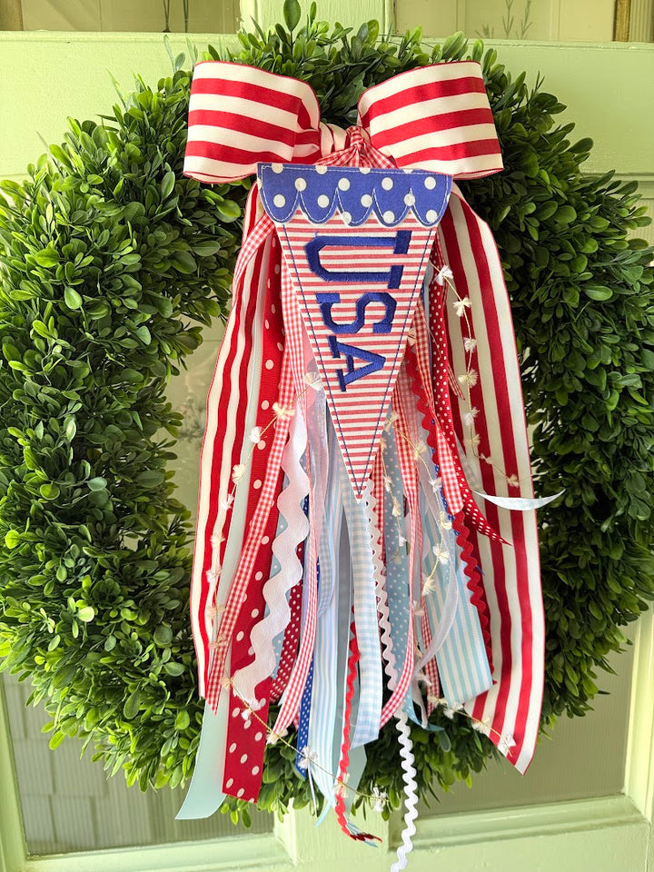 USA Pennant Wreath Bow