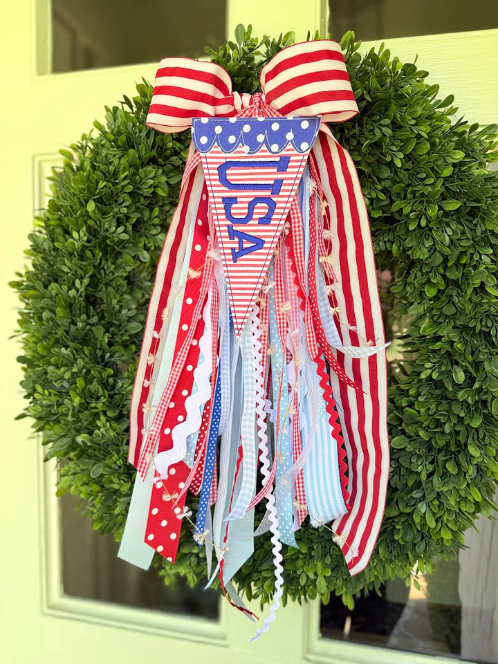 USA Pennant Wreath Bow