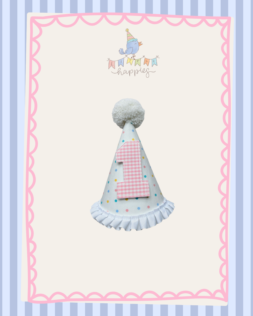Pastel Dot Scalloped ONE Birthday Set