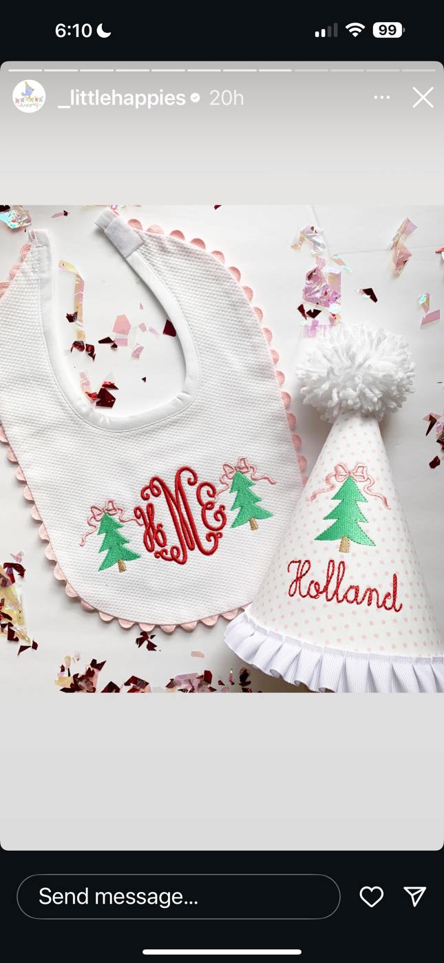 Christmas Tree Bow Bib and Hat Set