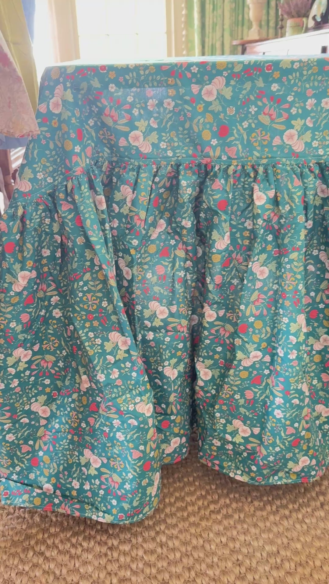 Drop Ruffle Tablecloth in Liberty Blue