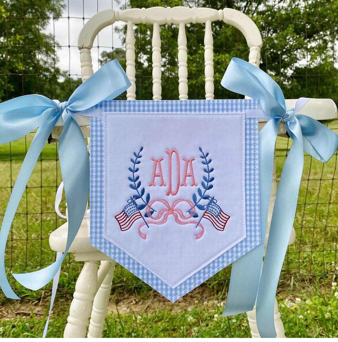 Patriotic Monogram Crest High Chair Pendant