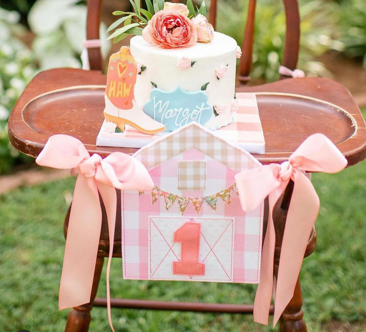 Pink Barn High Chair Banner