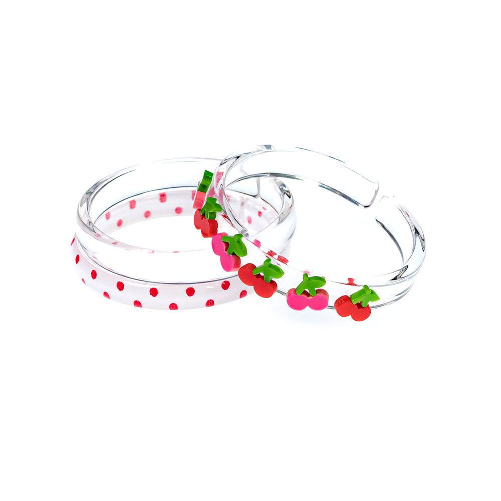 Multi Cherry Clear & Dots Bangles (set of 3)