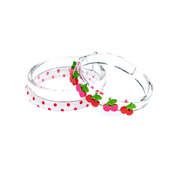 Multi Cherry Clear & Dots Bangles (set of 3)