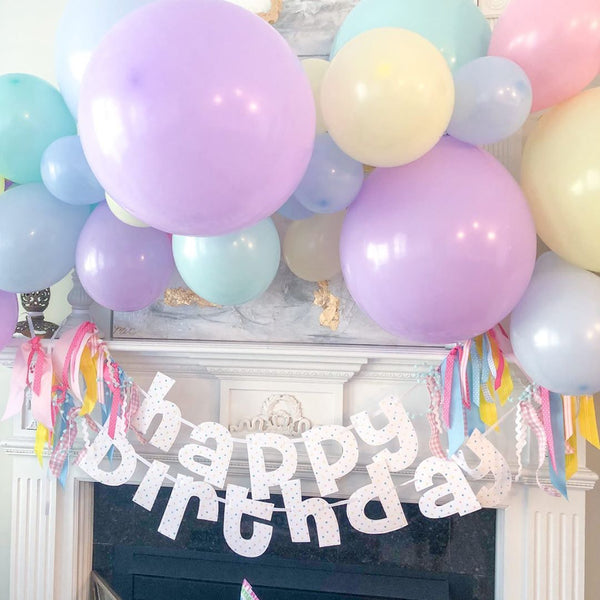 Pastel Confetti Dot Happy Birthday Banner