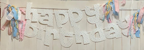 Pastel Confetti Dot Happy Birthday Banner