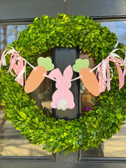 Peter Cottontail with Carrots Wreath Banner