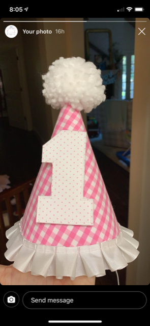 Hot Pink and White Gingham ONE Banner and Hat