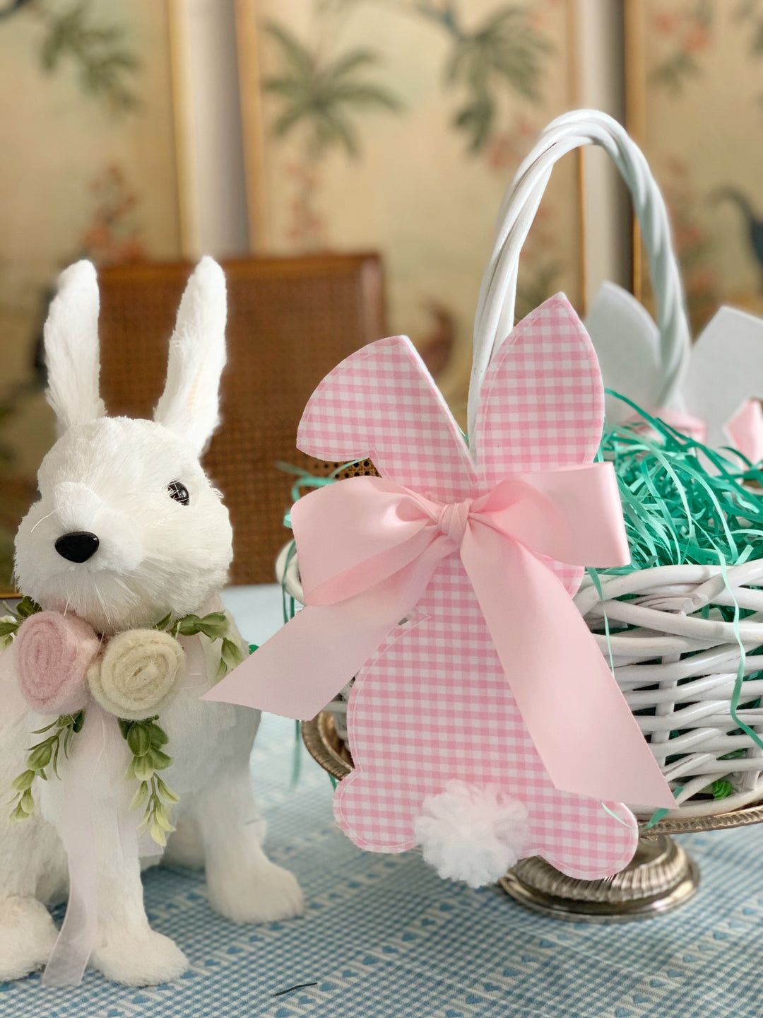 Pink Bunny Easter Basket Tag