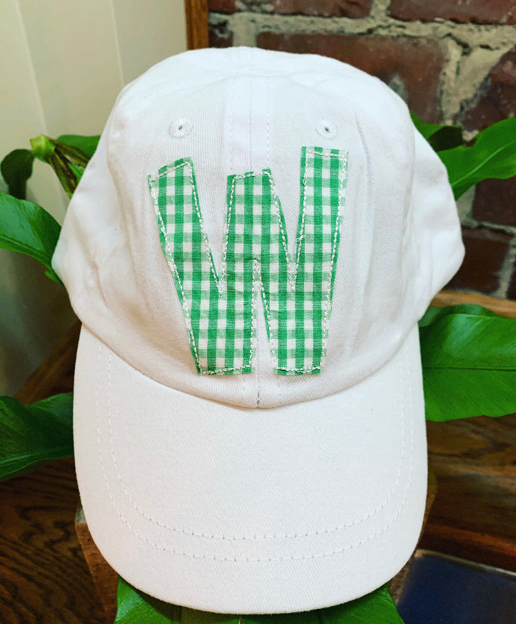 White Youth Hat with SINGLE Initial