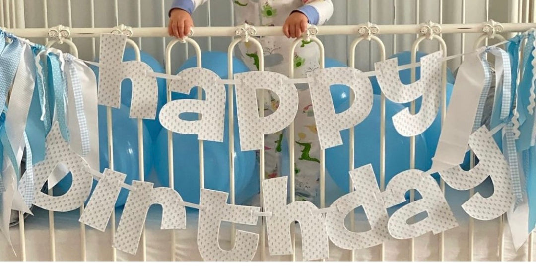 Blue Swiss Happy Birthday Banner