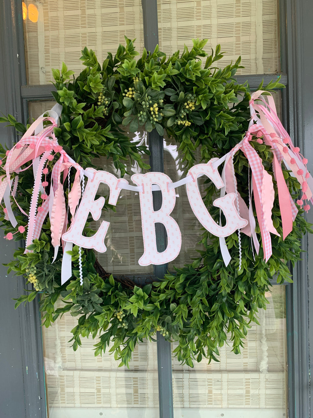 Fishtail Initial Wreath Banner