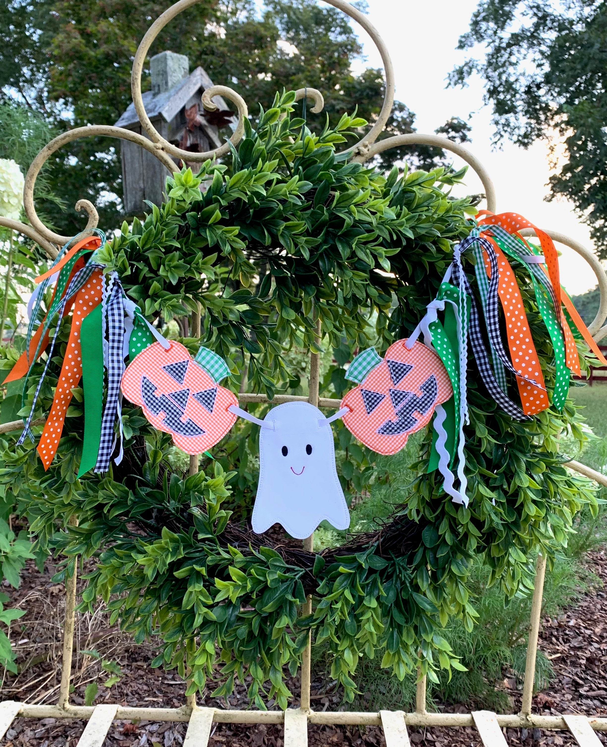 Jack o lantern and Ghost Wreath Banner