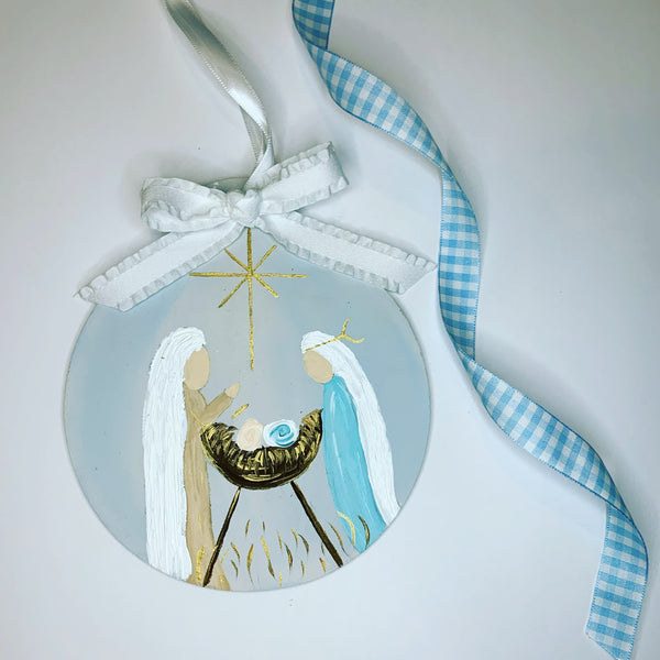 Round Hand Painted Nativity Ornament