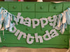 Light Blue Gingham Happy Birthday Banner
