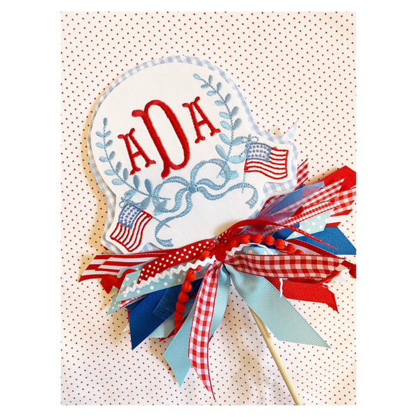 Monogram Crest with American Flags