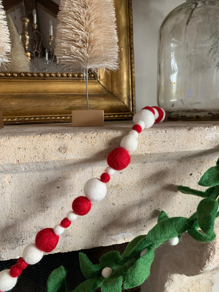 Red and White Felt Ball Garland