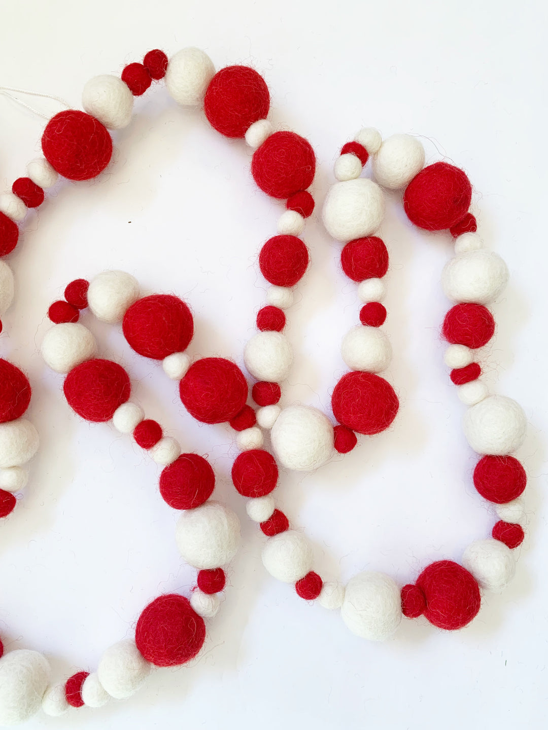 Red and White Felt Ball Garland