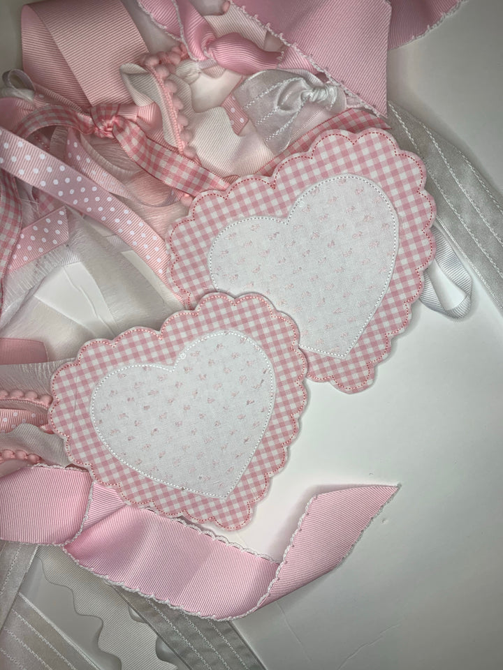 Pink Swiss scalloped heart banner