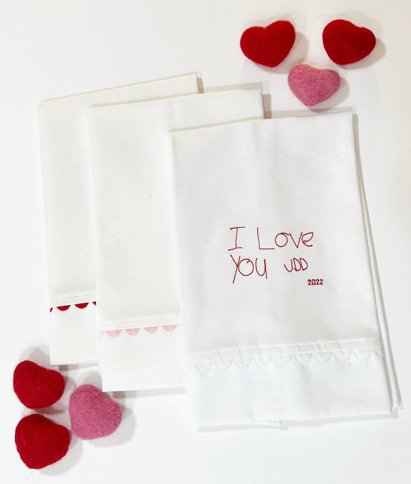 Handwritten "I Love You" Hand Towel