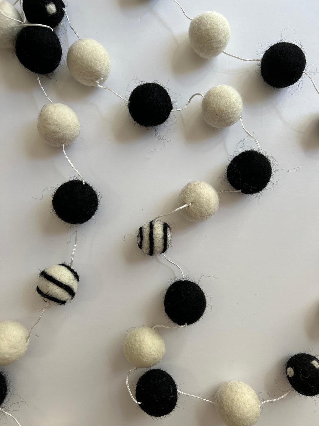 Black and White Felt Garland 6 ft