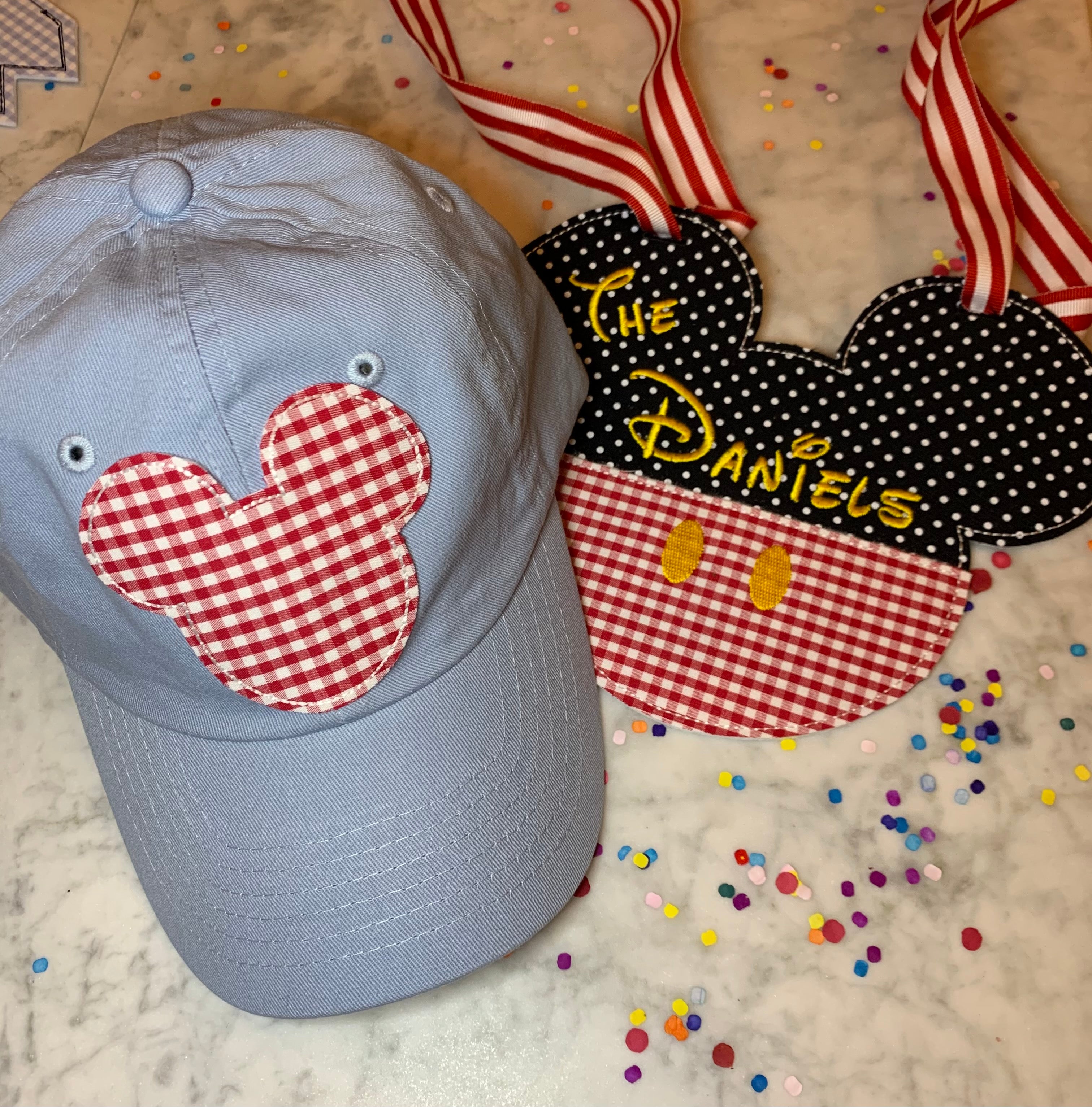 Adult - Red Gingham Ears Hat