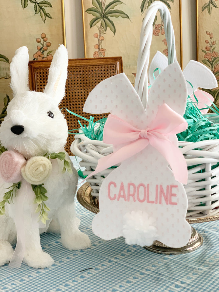 Pink Bunny Easter Basket Tag