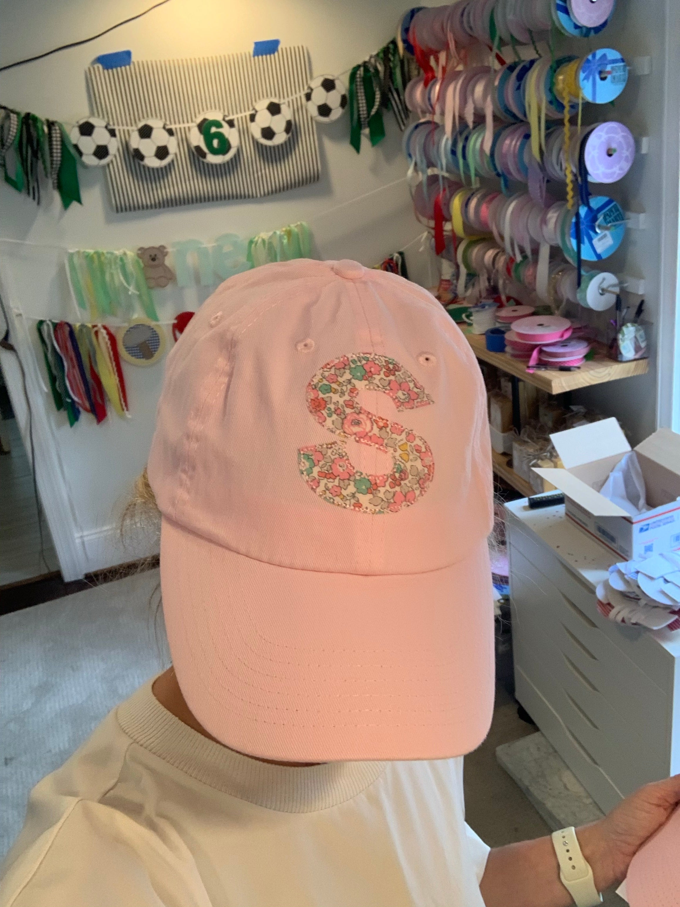 Pink Hat with Pink Liberty Initials