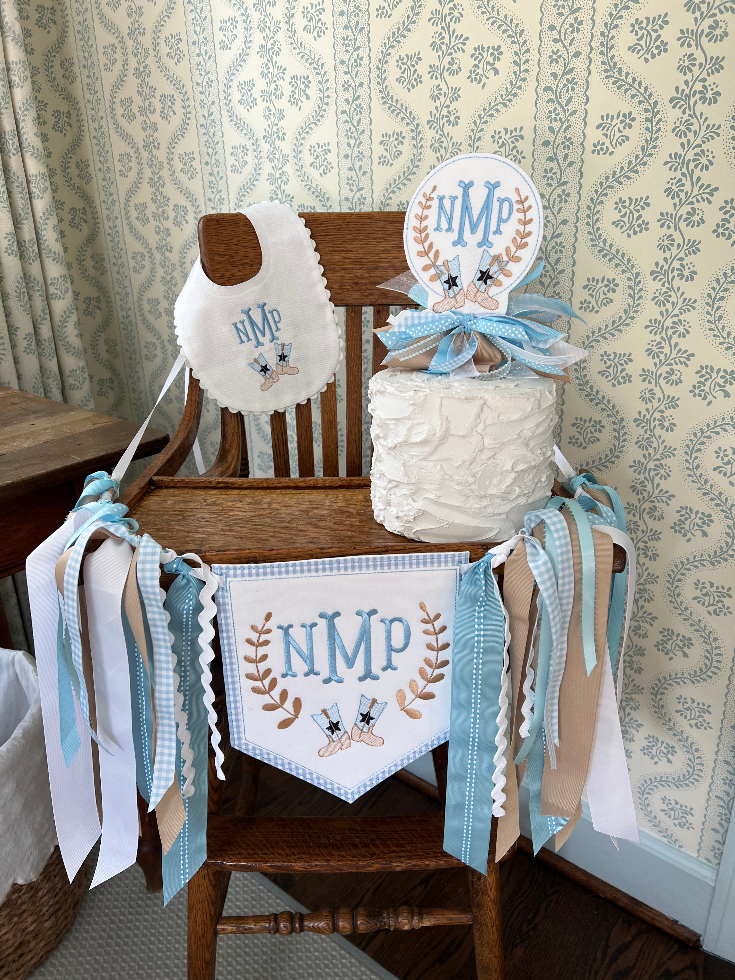 Cowboy Initial Crest Pendant and Cake Topper