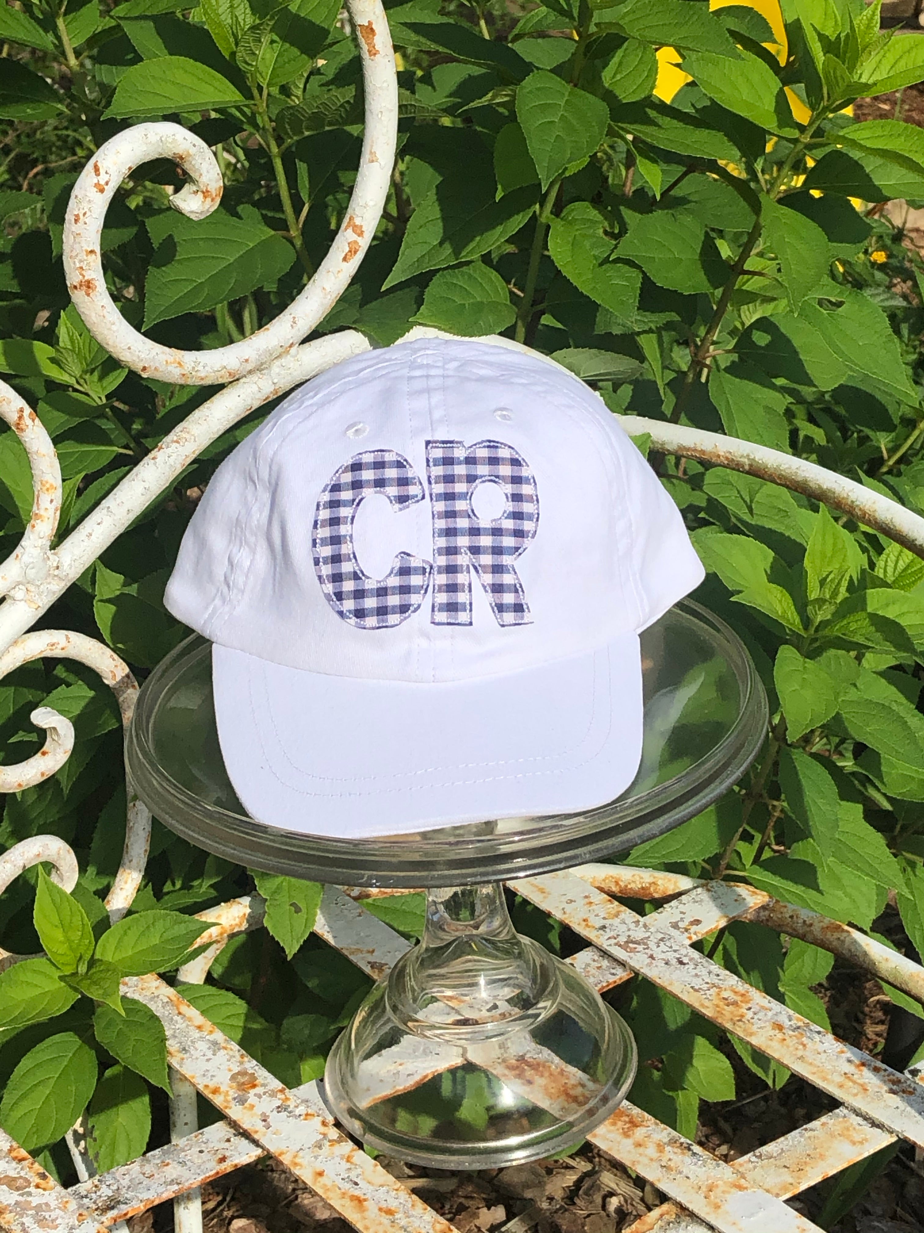 White Youth Hat with DOUBLE Initial