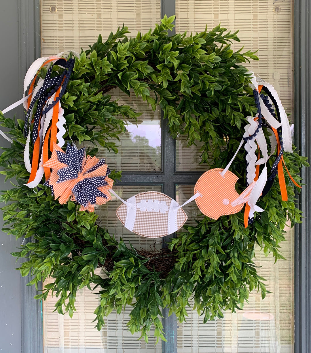 Blue and Orange Football Wreath banner