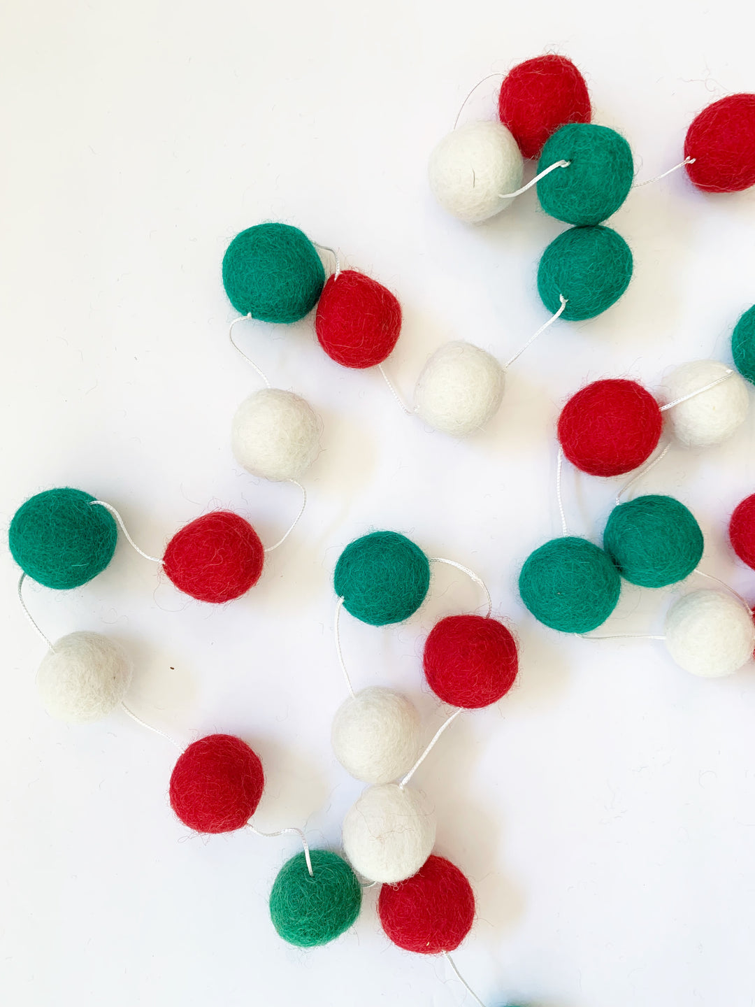 Red, Green and White Felt Garland