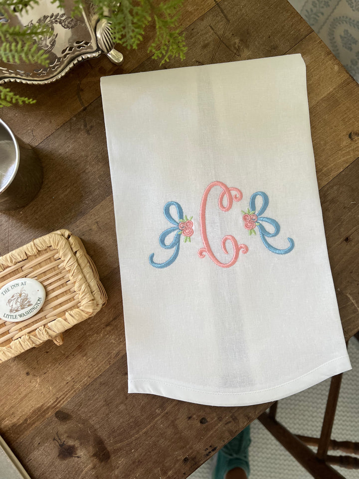 Rosette Linen Blend Guest Towel