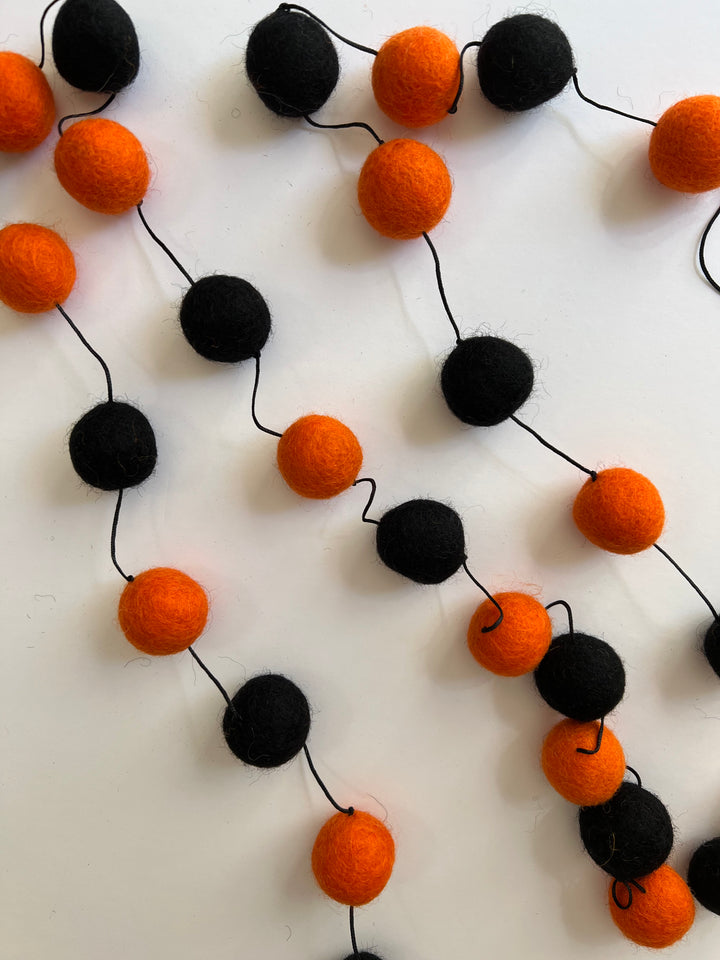 Orange and Black Felt Garland 6ft